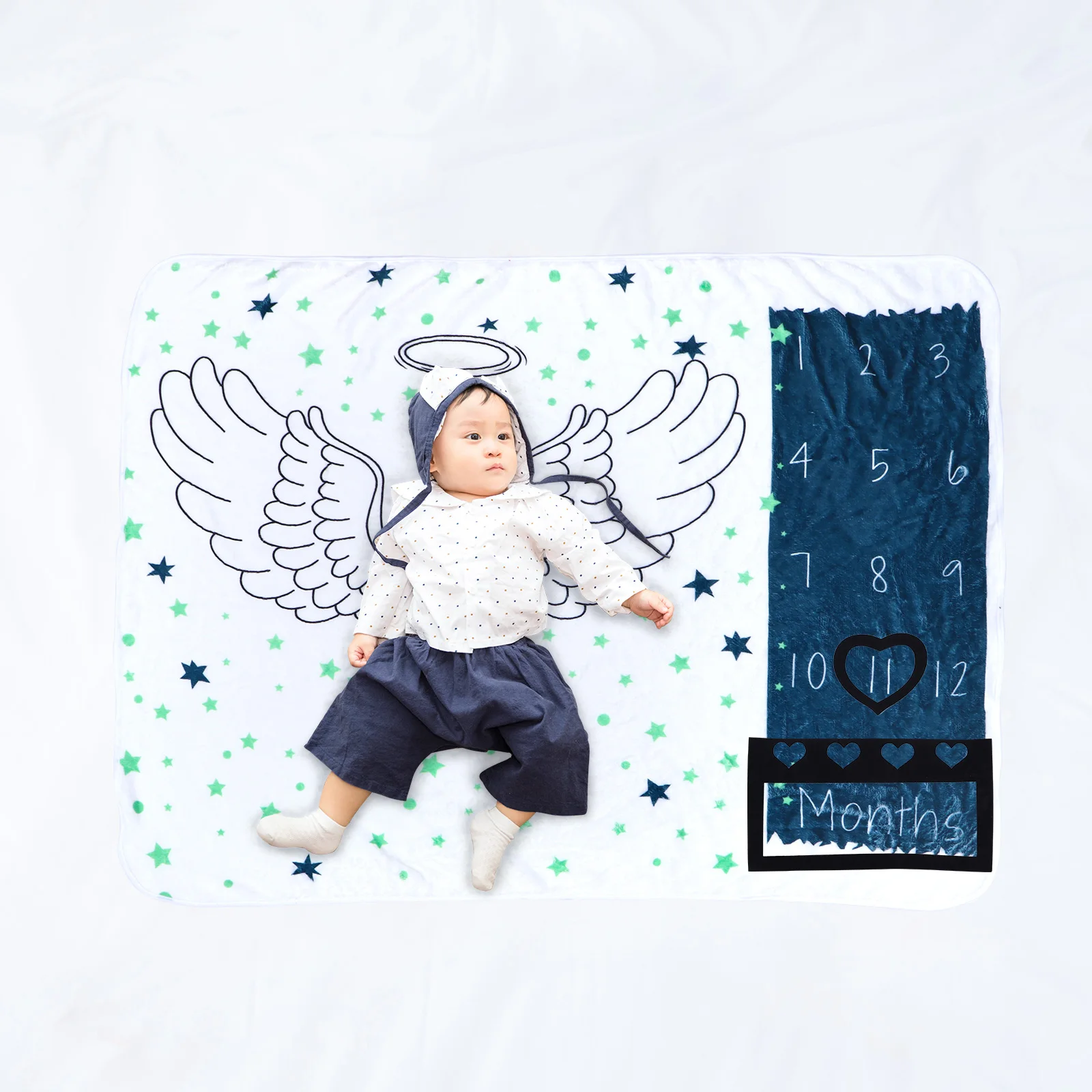 

Baby Monthly Photo Blanket Newborn Props Flannel Material Large Size Breathable Wall Memory Blanket Baby Photography