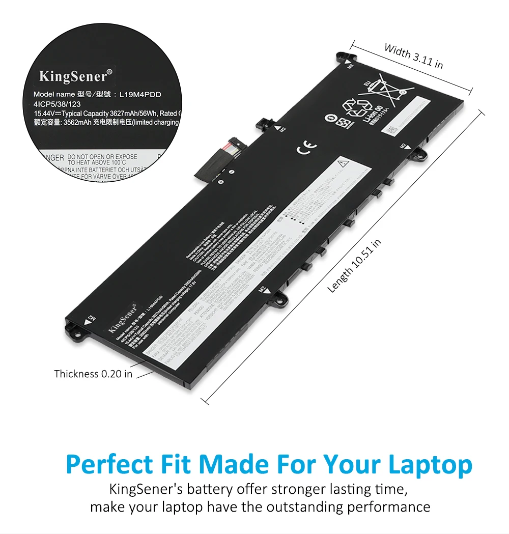 Imagem -04 - Bateria Kingsener para Lenovo Thinkbook Thinkbook 13s 14s g2 Itl 3627mah L19d4pdd L19m4pdd L19c4pdd L19c4pdd 5b10z37618