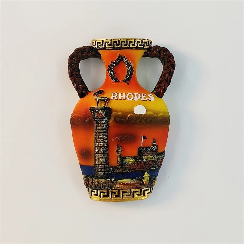 Grecia, mar del Egeo, Rodes, estereoscópico 3D, recuerdos de turismo, pintura de resina, decoración del hogar, colección, imanes de refrigerador