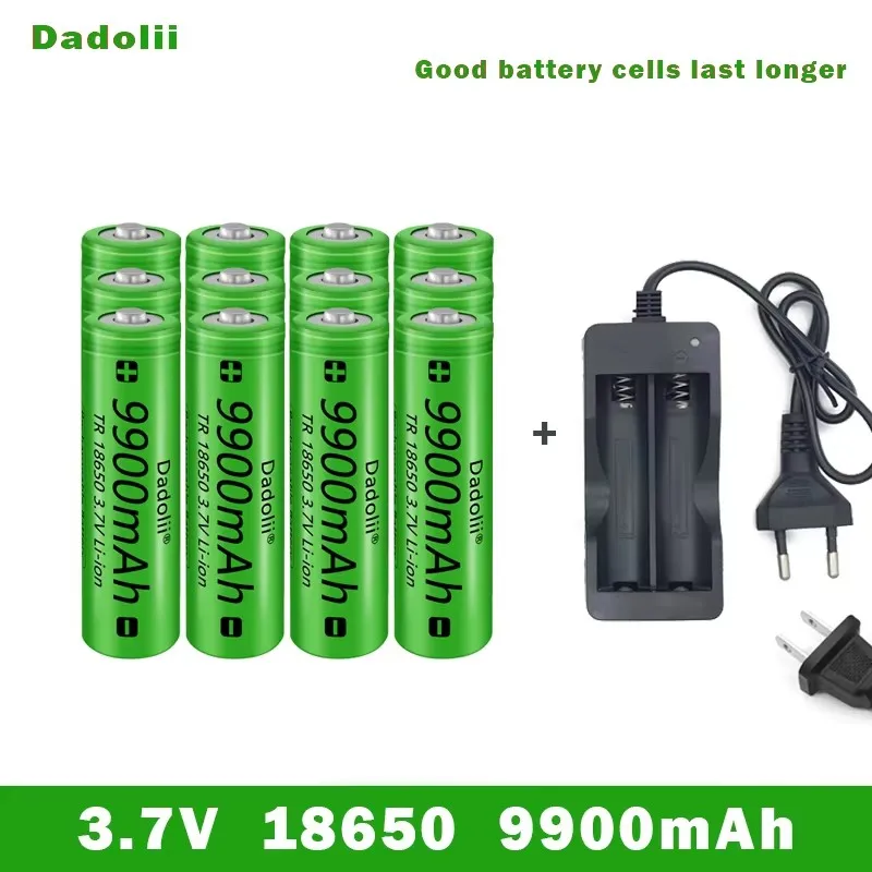 18650 Battery Rechargeable Battery 3.7V 18650 9800mAh Capacity Li-ion Rechargeable Battery For Flashlight Torch Battery+Charger