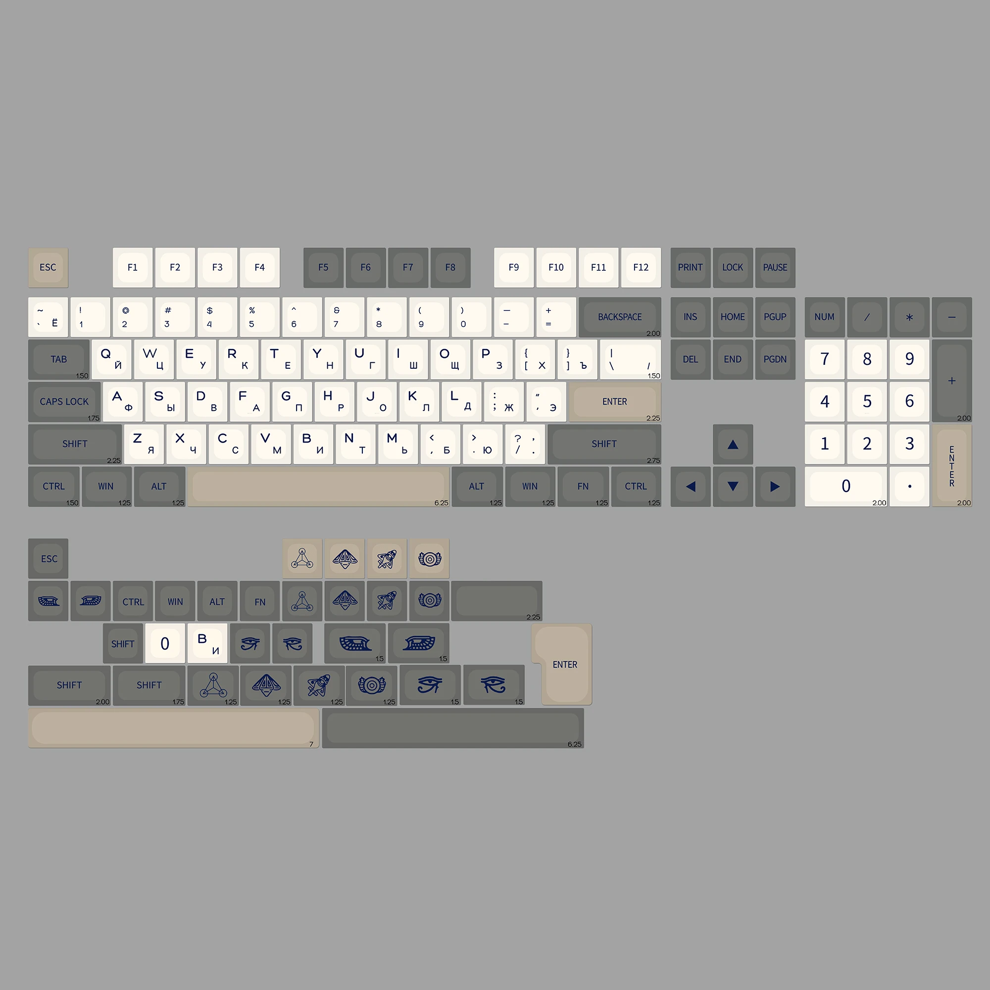 KBDiy Russische Tastenkappen Retro Vision Theme KOA MOA Profil PBT ISO MAC Tastenkappen Maßanfertigung für MX-Schalter 60 Gaming Mechanische Tastatur – Detail 2