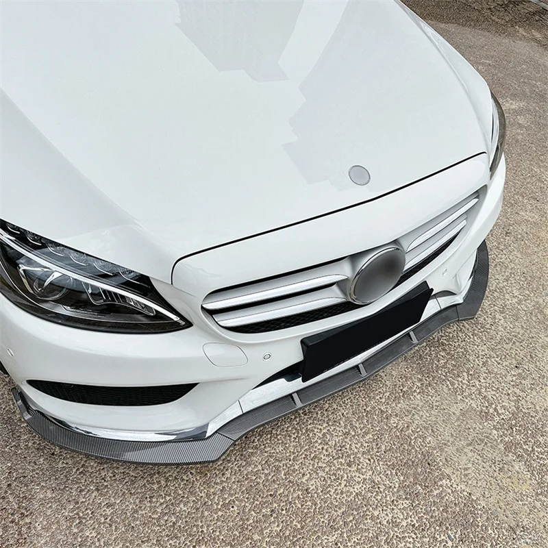 For Mercedes Benz W205 C180 C200 C260 AMG 2015-2018 Car Front Chin Bumper Lip Side Spoiler Splitter Cover Guard Kit Protector