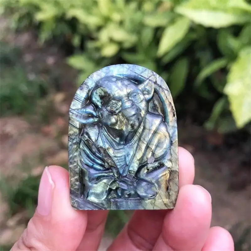 Натуральный лабрадорит, мультфильм, Хрустальная резьба, здоровая детская игрушка, исцеление, украшение для дома, подарок, 1 шт., 4,3 см