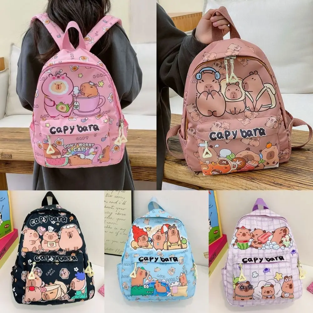 New Cartoon Capybara Backpack Breathable Pattern Shoulder Bags Ultra-light Children's School Bags