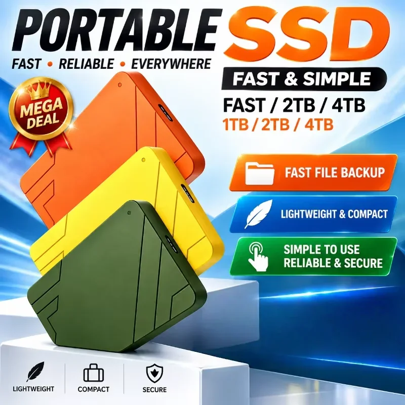 High Speed A3 Mobile Solid State Drive 4TB Large Capacity External SSD USB3.0 Storage Real Capacity Suitable for Laptop/MAC/PC