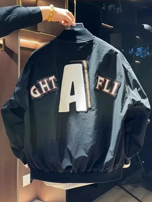 

Мужская свободная куртка-пилот на молнии с вышивкой и воротником, весенняя модная брендовая бейсбольная куртка-бомбер