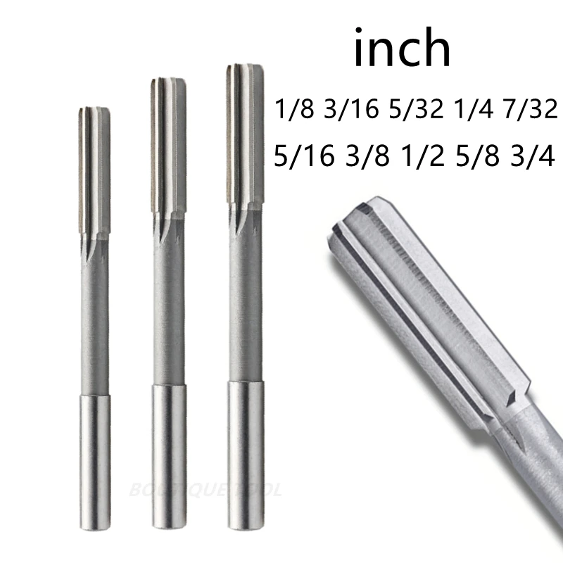 HSS Machine Reamer 1/8 3/16 5/32 1/4 7/32 5/16 3/8 1/2 5/8 3/4 inch H7 Reamer CNC Milling Tool  Precision Hole Expansion Set 