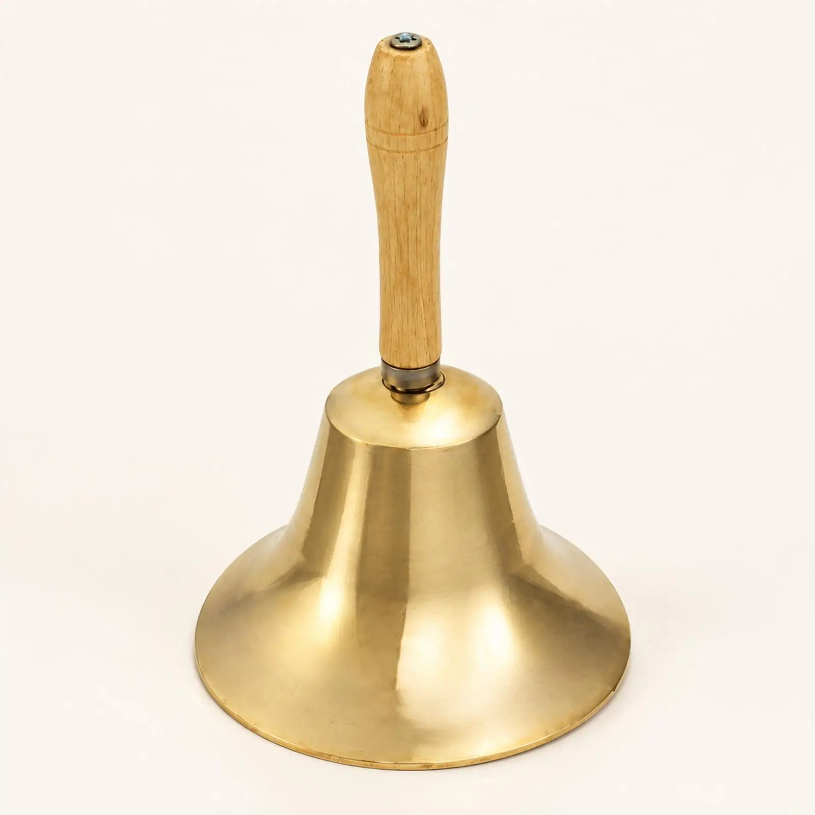 Solid Brass Hand Bell with Wooden Handle Loud Polished Brass Hand Call Bell Traditional Large for Classroom, Pet Training