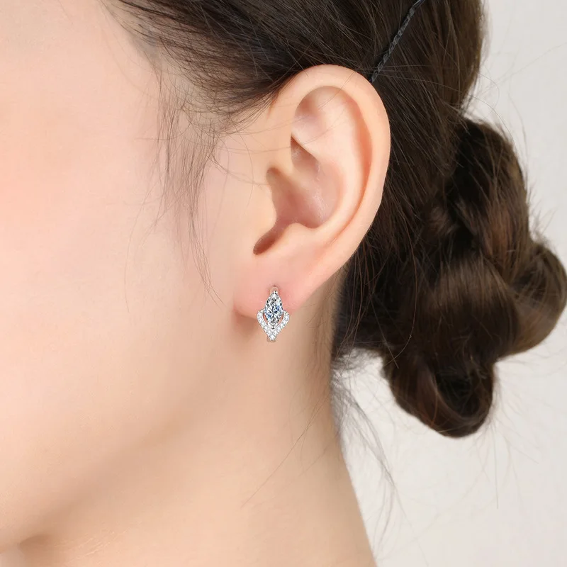 925 Sterling Silver Earrings Jewelry High Quality Retro Simple Pattern Purple White Zircon Earrings Hot Sale