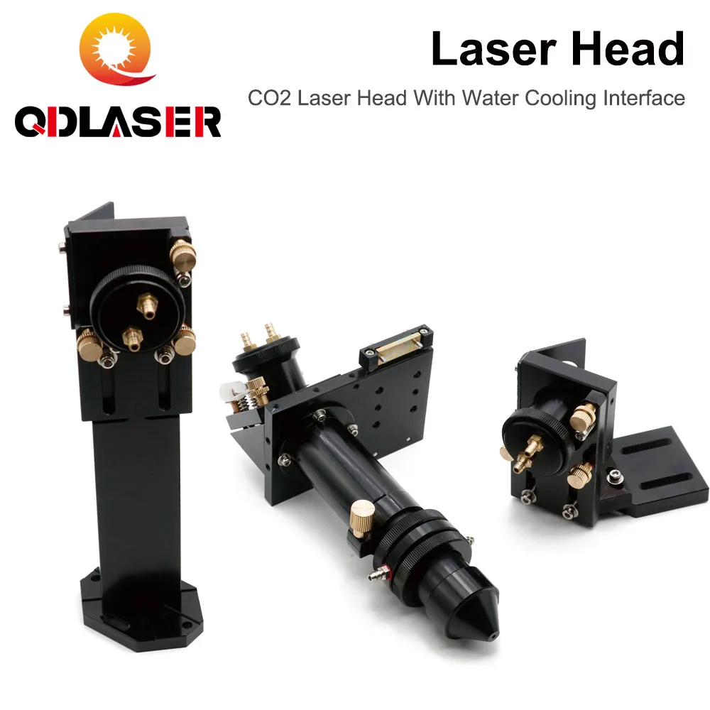 QDLASER CO2 Laser Head Set 25mm with Water Cooling Interface Mirror Dia. 30/ Lens Dia. 25 FL 63.5&101.6 Integrative Mount Holder