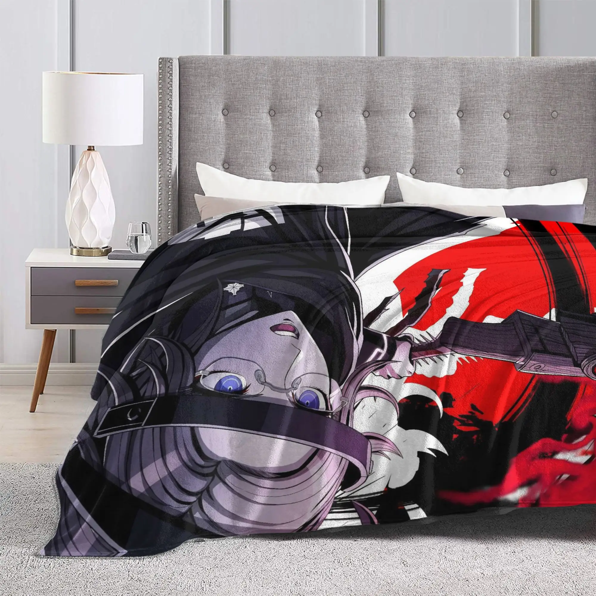 Eito HUNDRED LINE Knitted Blankets Flannel Last Defense Academy Lightweight Throw Blankets for Outdoor Travel Bedspread