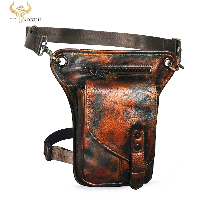 

Best Quality Leather Men Design Classic Shoulder Sling Bag Travel Fanny Waist Belt Pack Leg Thigh Bag For Men Male 211-6