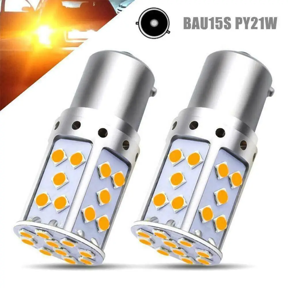 2pcs LED Turn Signal Light Bulb Error Free No Hyper Flash Amber 21W BAU15S 7507 PY21W 1156PY Car Light For Honda For Infiniti