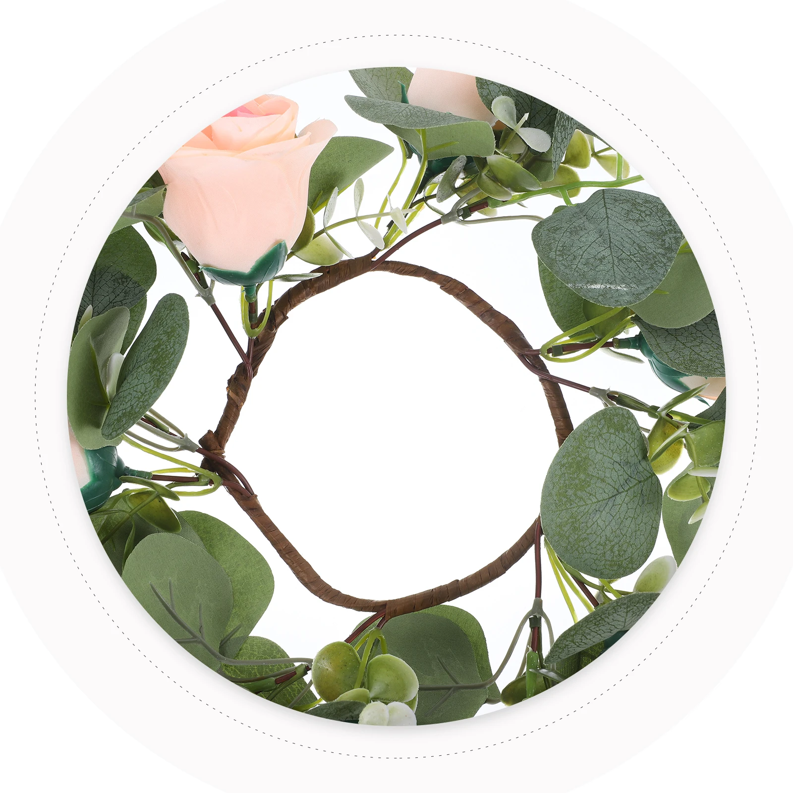 

1pc Artificial Rose Holder Faux Flowers Ring Garland Decor Wedding Party Centerpiece Table Floral Ring