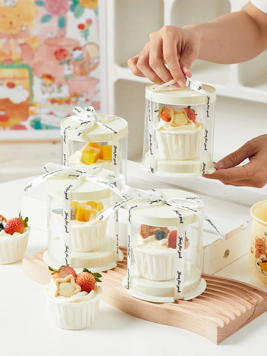 Transparent round Baking Pastry Packaging Box Single Grain Cake DIY Kitchen Cooking Utensils Ins Wind Popular Paper Cup Cake