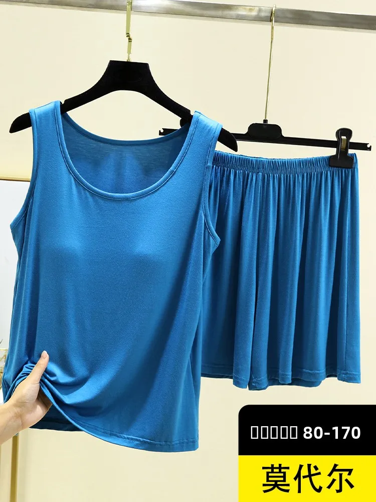 Ensemble gilet Svel en Modal pour femmes, vêtements d'été fins et décontractés pour la maison, vêtements d'extérieur portables, ensemble deux pièces, Design rond Ne