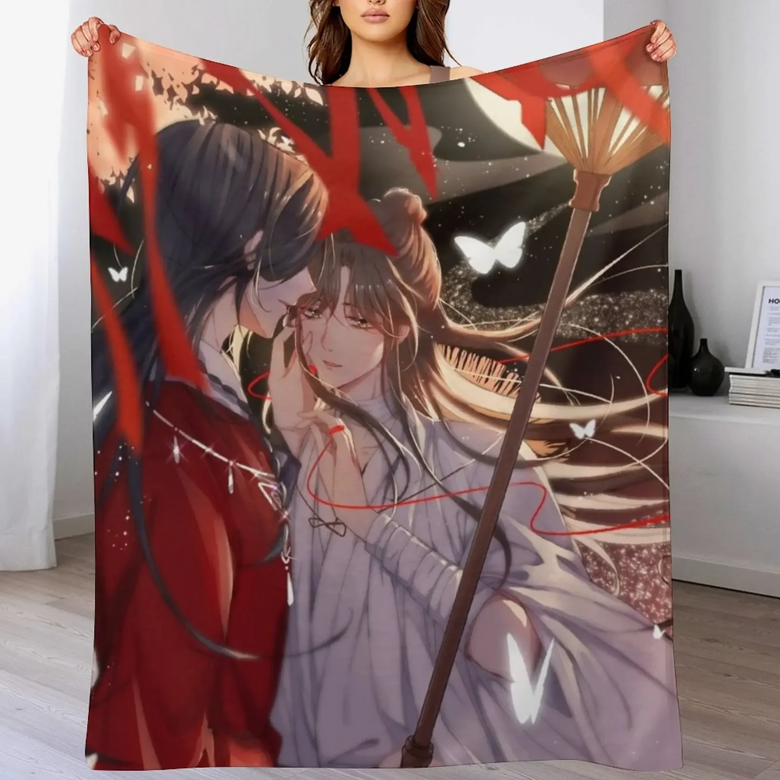 

TGCF Tian guan ci fu Couple Throw Blanket Luxury St Plaid on the sofa Tourist Bed covers Blankets