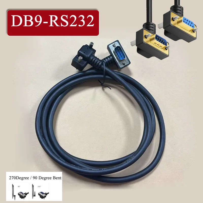 Elbow DB9 RS232 Serial Port Connection Line Gold-plated 270/90 Degrees Data Cable Eblow Com 9Pin Male to Female Extension Cord