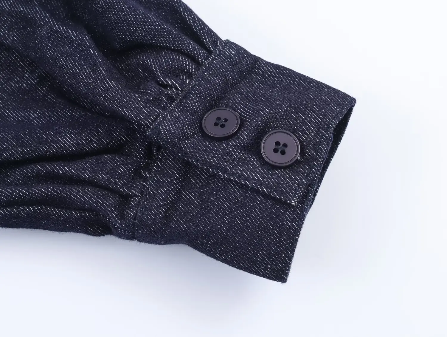 ZA&JIA New Women's Clothing: European and American Style Fashionable and Simple Long-Sleeved Denim Shirt with Bow Decoration