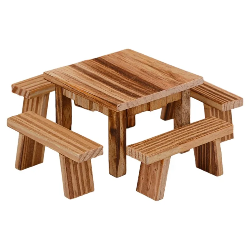 Miniature Eight Immortals Table Dining Table and Chairs, Small Model of Tables in Simulated Catering Stores, Ornaments and Toys