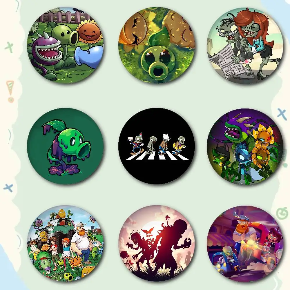 Game P-PlantsI Vs Zombies Premium Tinplate Round Lapel Pins: Cute Badge Brooches For Shoulder Bag Accessories, Souvenir Gifts