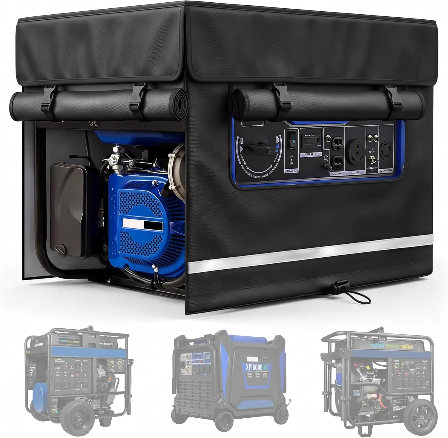 Heavy Duty Waterproof Outdoor Generator Cover 40L×36W×35H Inch Black All Weather UV Dust Protective Cover for Portable Generators