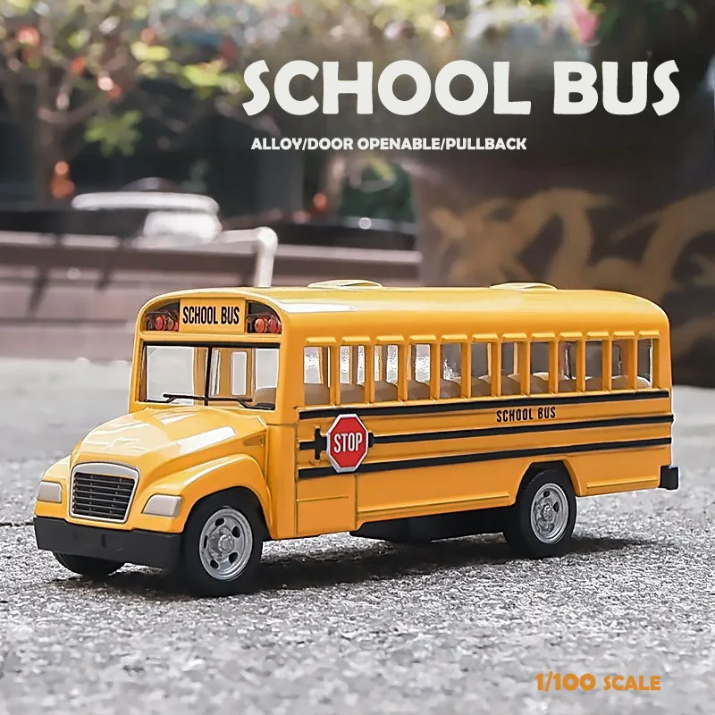 

Diecast Simulation 1:100 Alloy School Bus Model Children Boy Toy Vehicle Birthday Gift Home Decor Metal Miniature Voiture