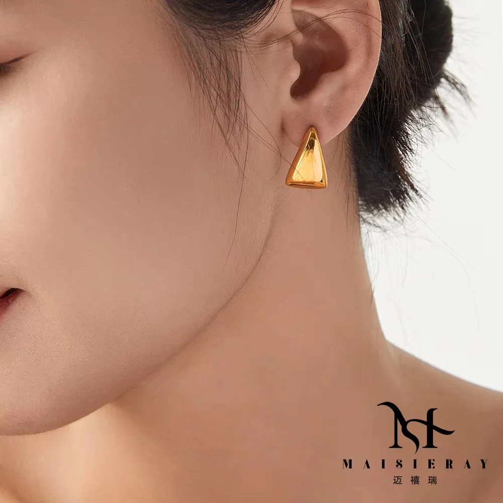 

MS Stylish Women's Geometric Stud Earrings Unique Minimalist Ear Jewelry With Electroplated Color Retention Hot Selling Fashion