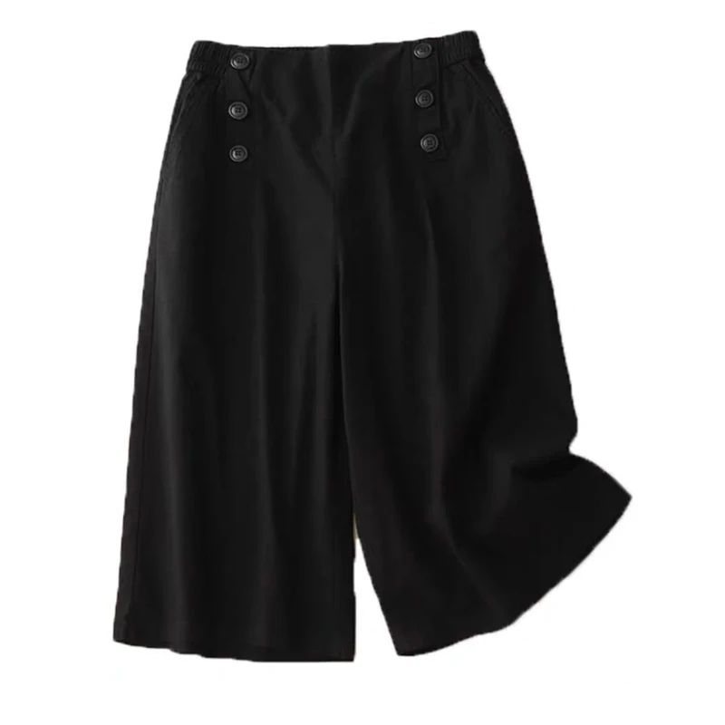 Cotton Workwear Casual Mid-length Pants Women's Summer New Korean Style High Waist Straight Loose Large Size Elegant Capri Pants