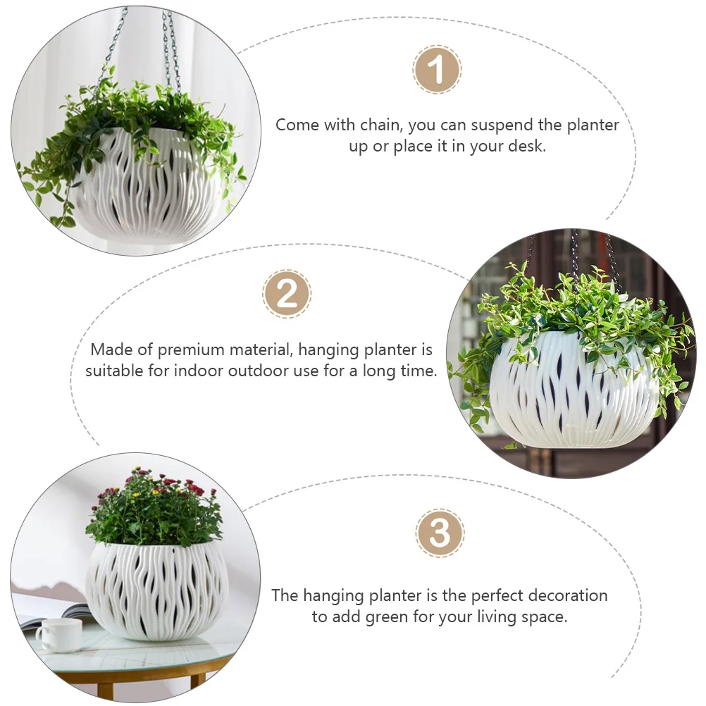 

Imitation Rattan Hanging Basket Flower Pot Balcony Pots for Plants Planter Plastic Metal to Weave Indoor Vase Hanger