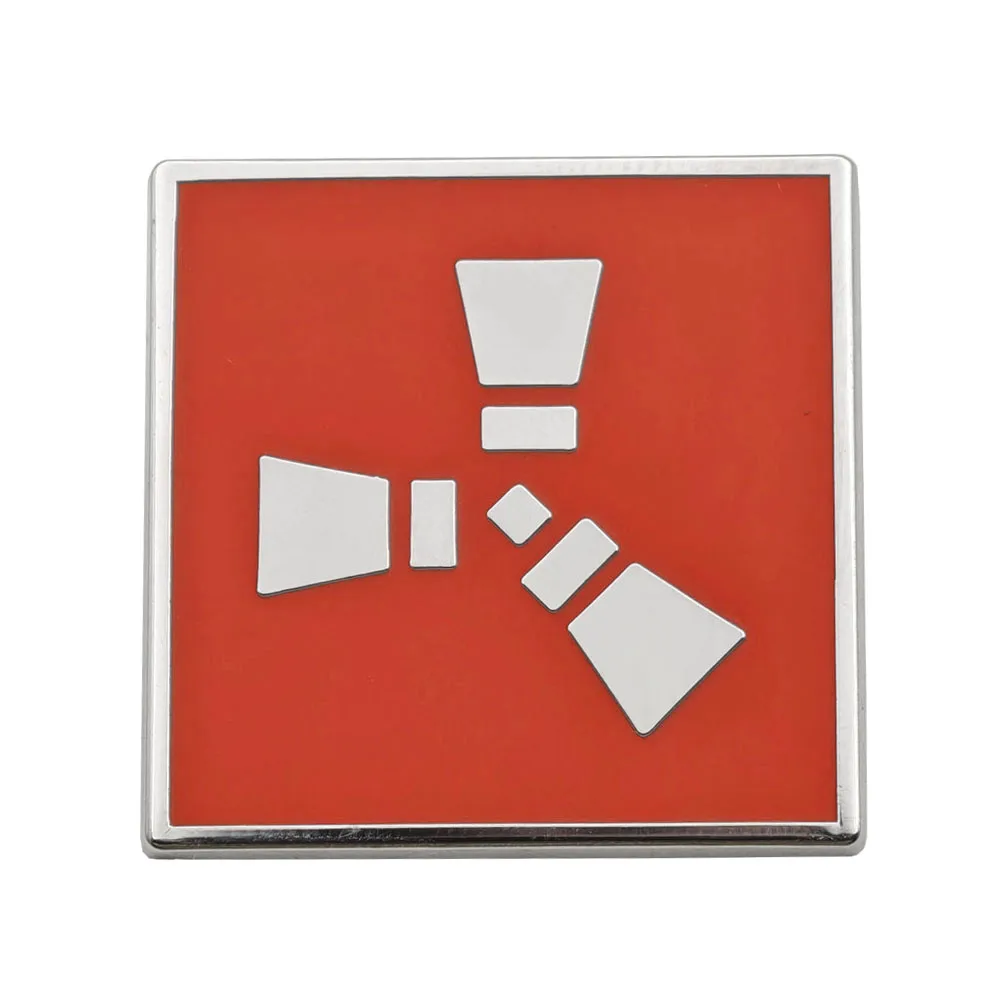Survival Game Brooch Rust Game Logo Enamel Pin Orange Square Radiation Symbol Metal Badge Gamer Collection Jewelry Lapel Pin Gif