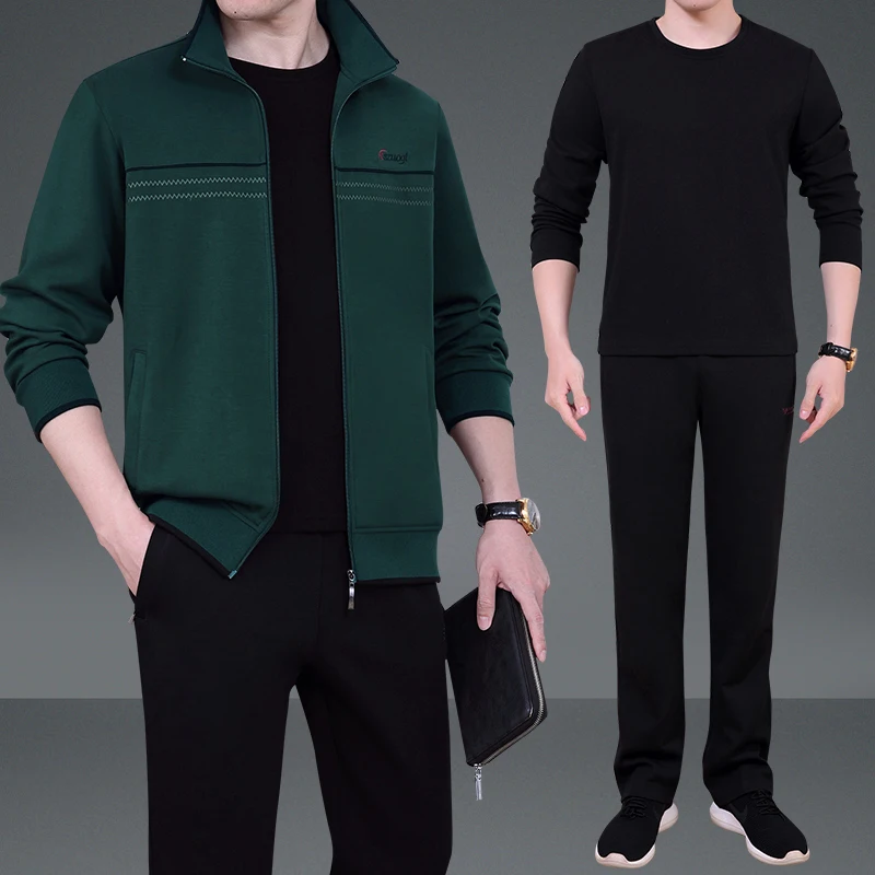 

Middle-aged And ly Men's Casual Sportswear Set Loose Fit Large Size Tee-piece Spring Autumn Dad Clothes Sle