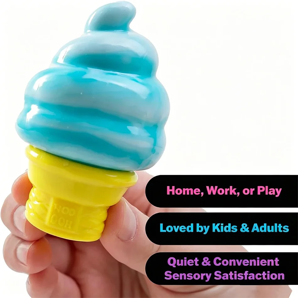 Cube By Schylling Sensory Squeeze Toy Ice Cream Color Squishy Stress Relief Fidget Toys Children Adults Collectable image 6
