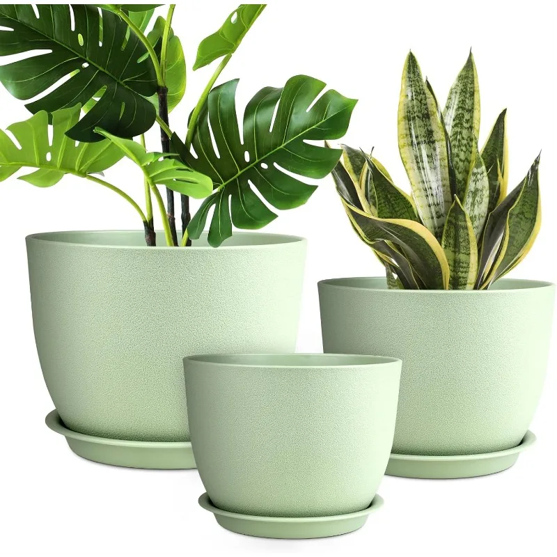 

Plant Pots 12/10/9 inch Set of 3, Flower Pots with Multi Mesh Drainage Holes, Large Planters for Indoor Outdoor Garden