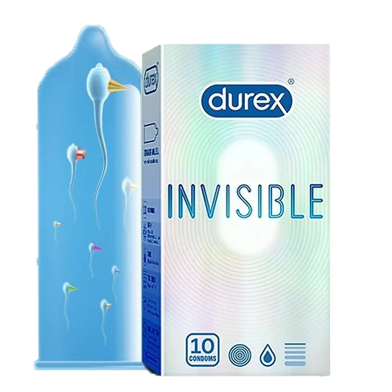 001 Invisible Penis Sleeve Durex 10pcs Long Sex Condom Ejaculation Delay Ultra Thin Contraception Latex Lubricated Adult Goods