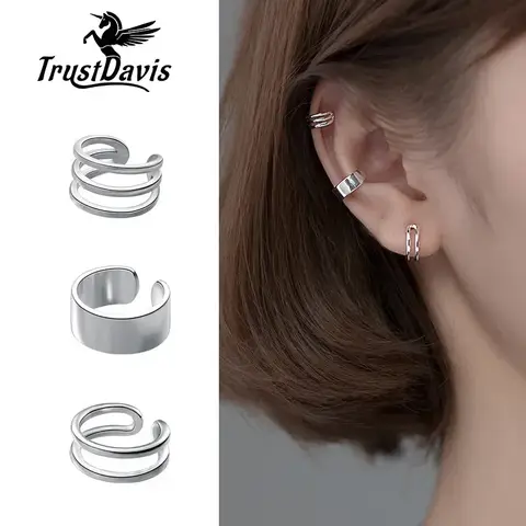 TrustDavis 피어싱 없는 여성용 귀걸이 쥬얼리 DA250, 925 스털링 실버, 유럽 및 미국 클립, 1 개