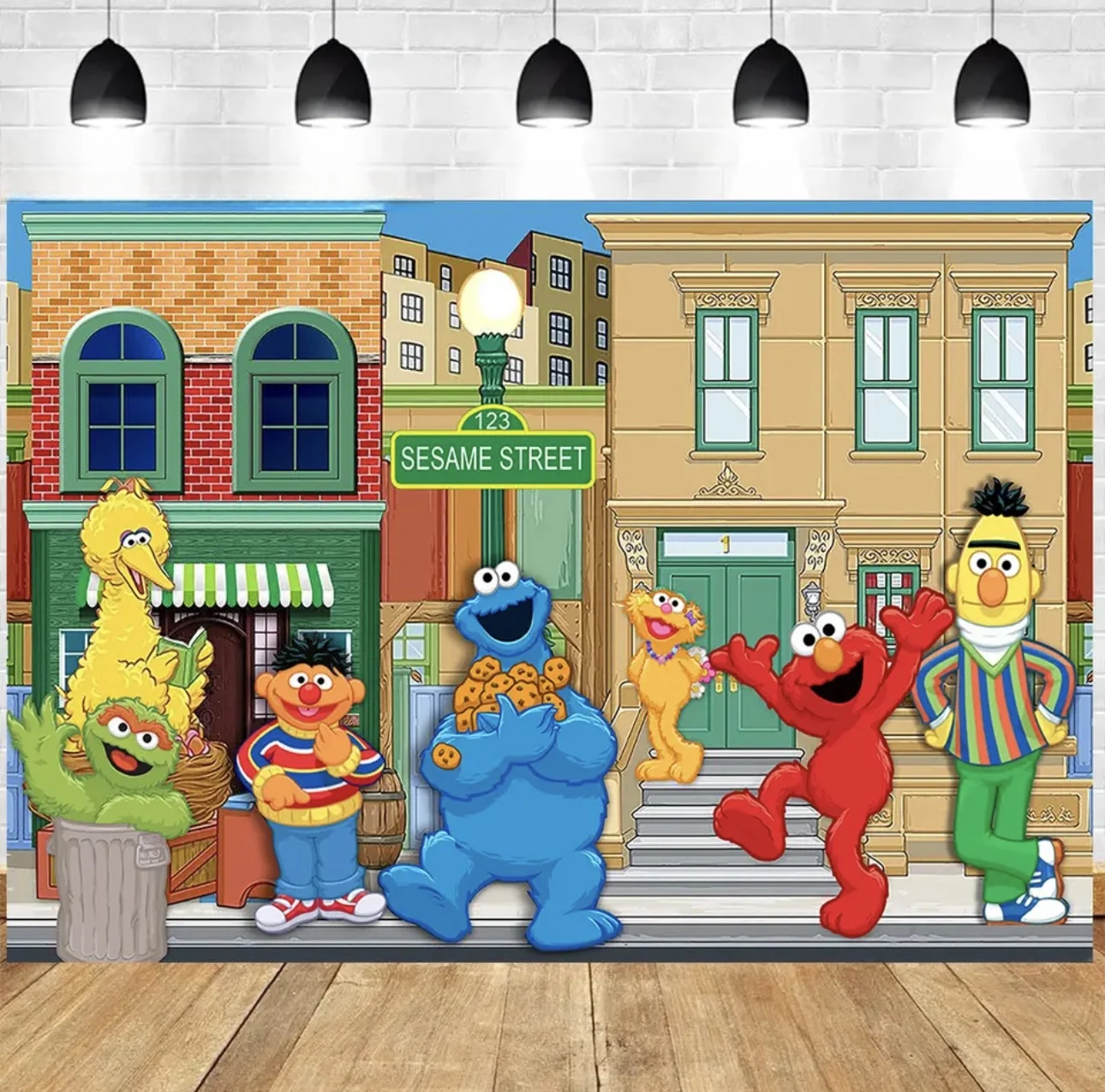 Halo Cartoon Sesame Street tema festa di compleanno decorazione sfondo bagno per bambini sfondo regalo per bambini decorazione per feste