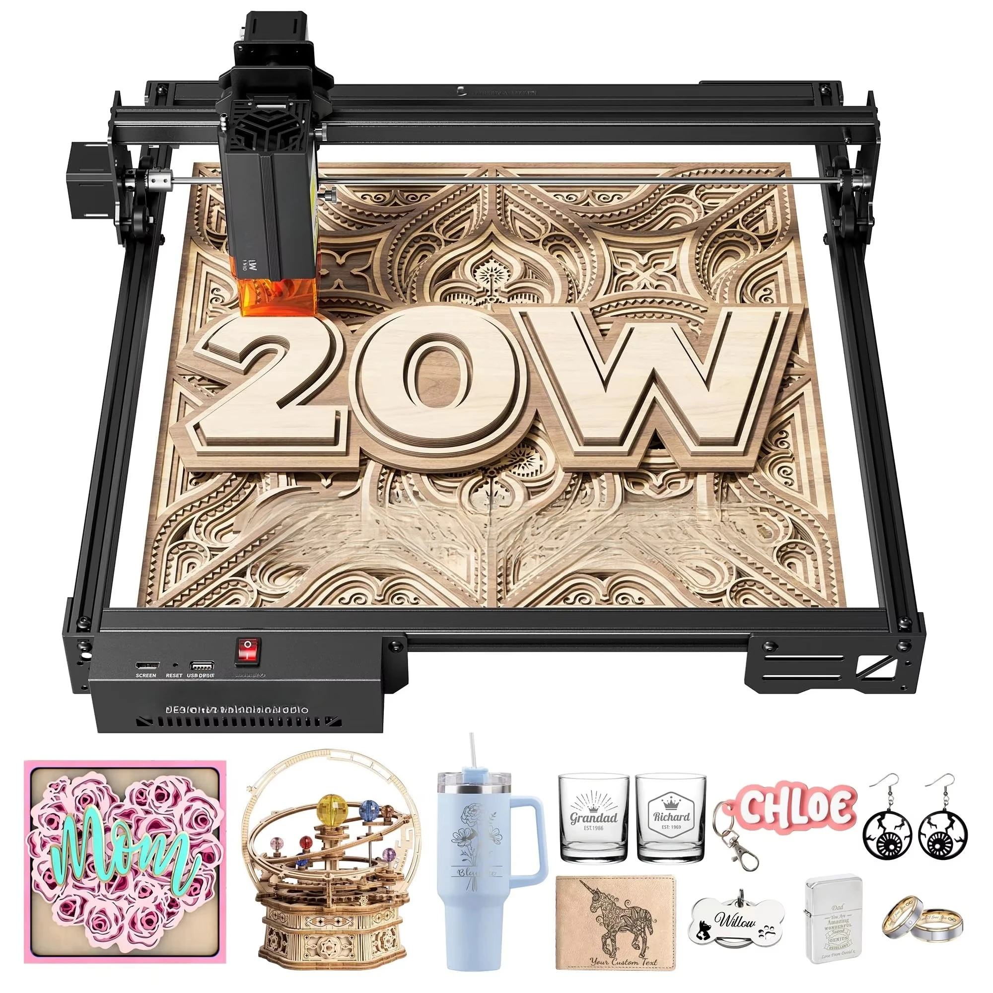 

ATOMSTACK 20W La ser Engraver A20 PRO V2 Laser Cutter High Accuracy Engraving Machine for Personalized Gifts Business Cards Wood