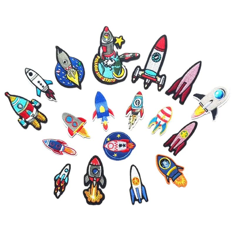 100pcs/Lot Luxury Anime Embroidery Patch Rocket Planet Astronaut Shirt Bag Hat Clothing Decoration Accessory Craft Diy Applique