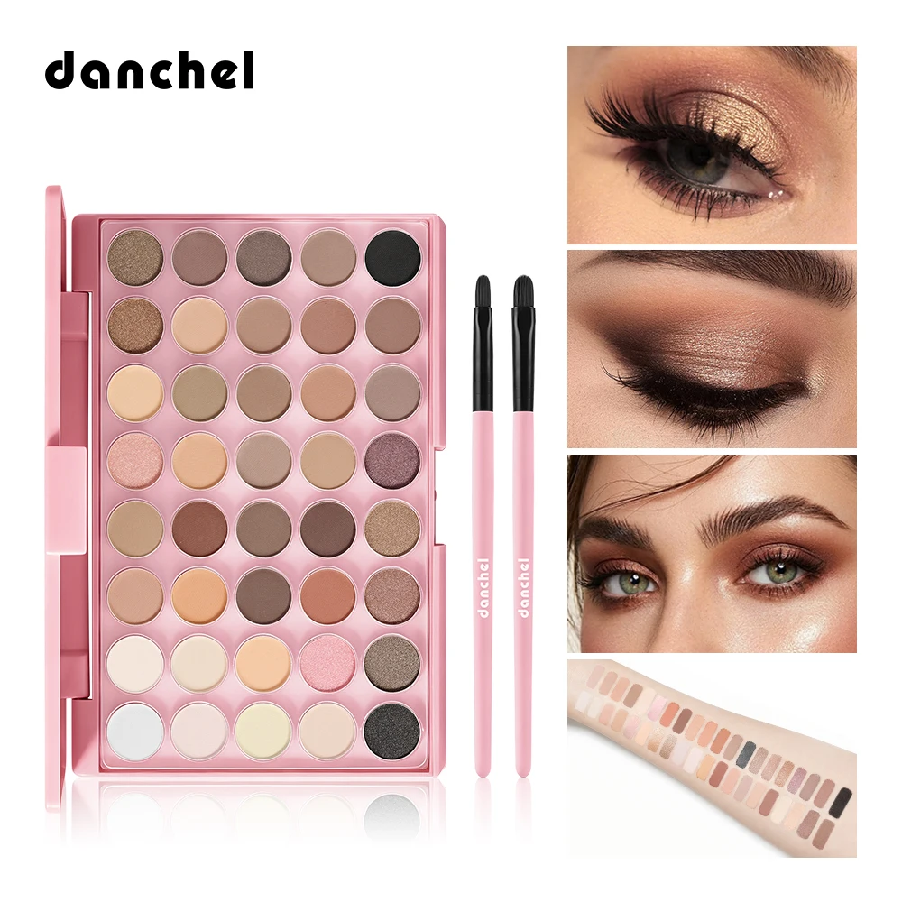 40-Shade Multi-purpose Powder Palette Matte Shimmer Nude High Pigment Blendable Contour Highlighter Eye Makeup with 2pcs Brushes