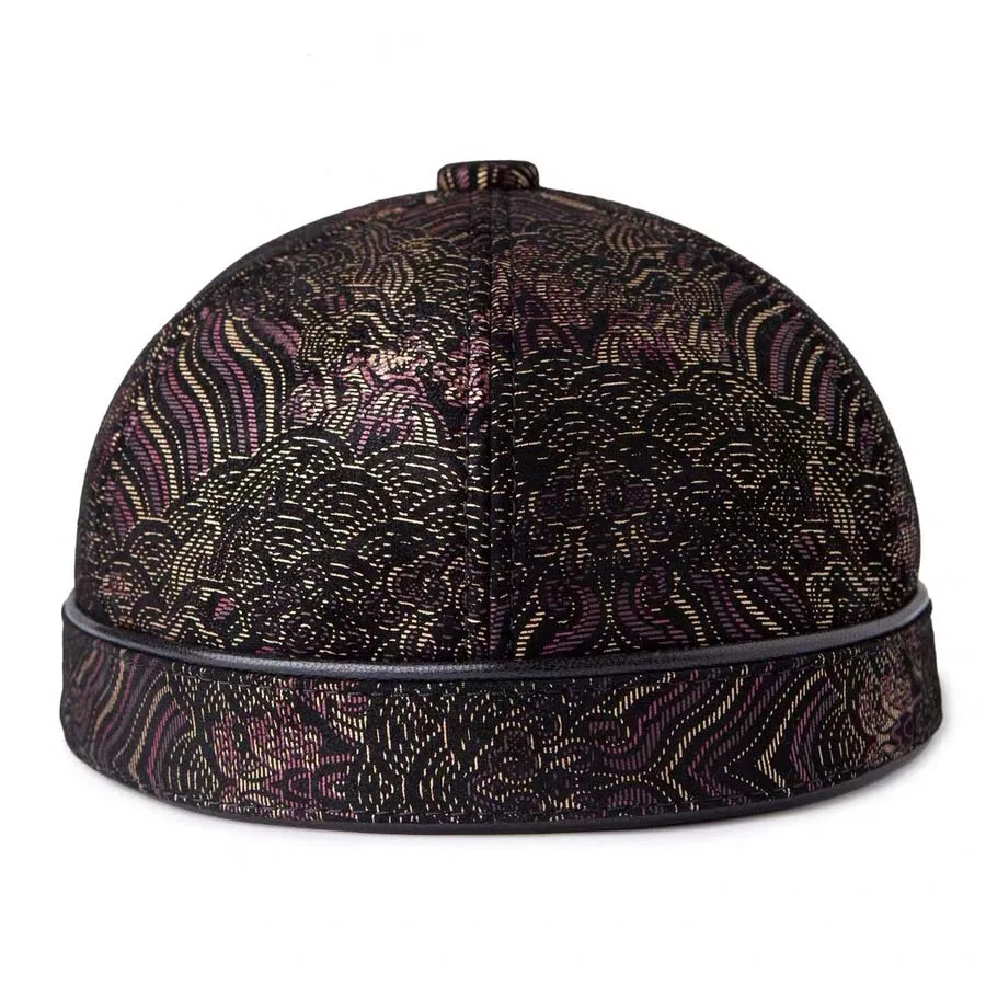 Chinese Style Spring Women/Men Warm Genuine Leather Cowhide Retro Watermelon  Beanie Hats Male Casual Caps Print  Bonnet Mujer