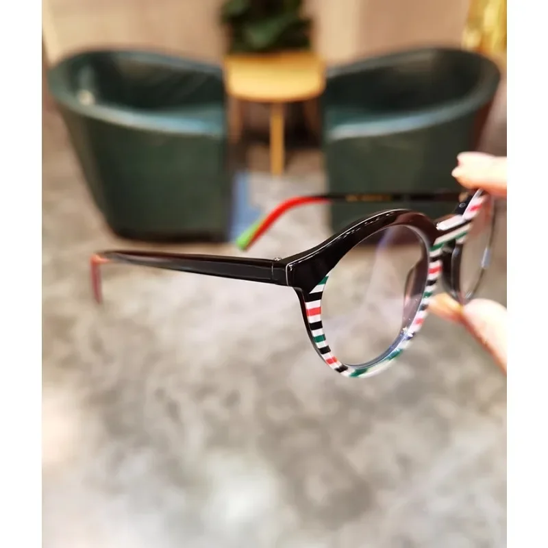 Handmade Designer Glasses Frame Women Color Blocked Eyeglasses Ultralight Optical Prescription Goggles Myopia Reading Eyewear