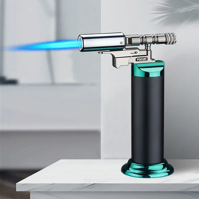 Jet Torch Gas Lighter Butane Refillable Cooking Kitchen Metal Welding Gun Powerful Windproof Blue Flame Outdoor Cigar Barbecue