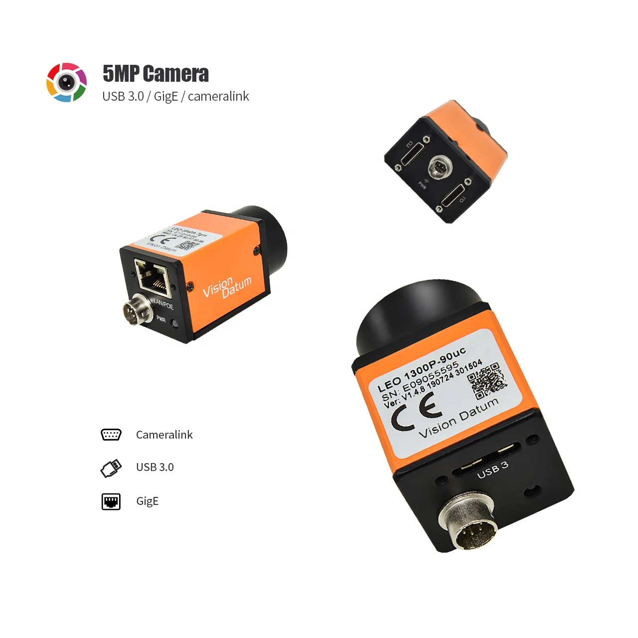 

Low Cost 5mp Camera 35fps IMX264 USB3 Vision and GenICam Machine Vision With Free SDK