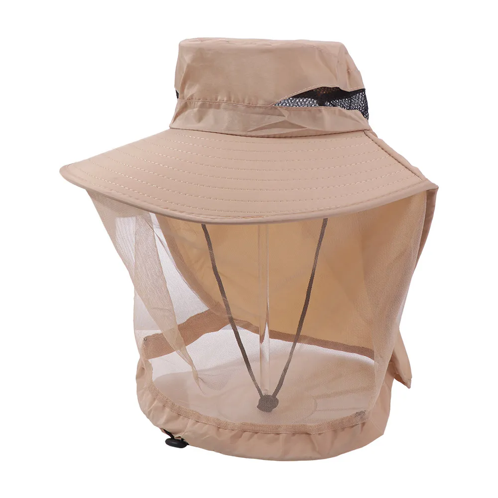 Foldable Bee Mosquito Hat Insect Proof Wide Brim Net Cover Fisherman Hat Bucket Cap Mesh Mask Sun Protection Hat Camping