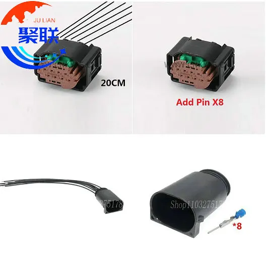1Set 8Pin 2-1534229-2 2-929342-2 Auto Car Radar Wire Socket for Audi VW BMW Benz 1534229-1 929342-1 With Pin