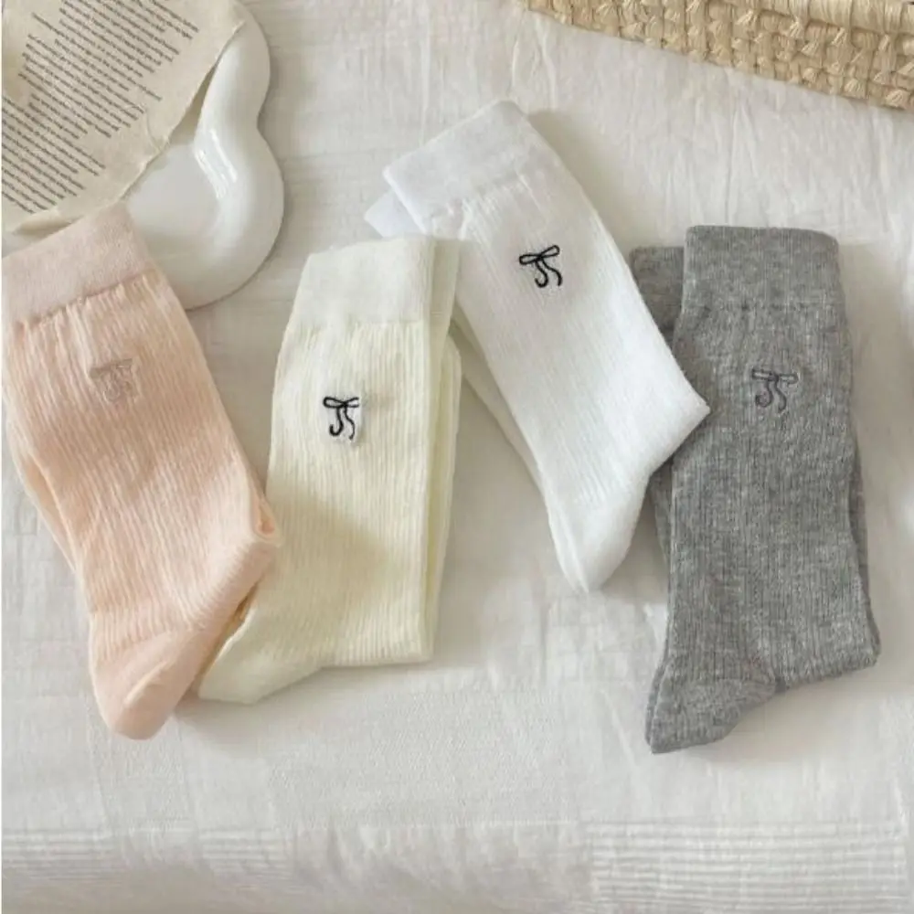 جديد تنفس Bowknot الجوارب الربيع الصيف Y2K الجوارب القطنية رقيقة بلون الجوارب الطويلة