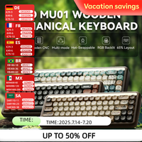 Akko MU01 Mountain Seclusion Wooden Mechanical Keyboard RGB Hot-swappable BT 5.0/2.4G Wireless & Type-C Wired Gaming Keyboard