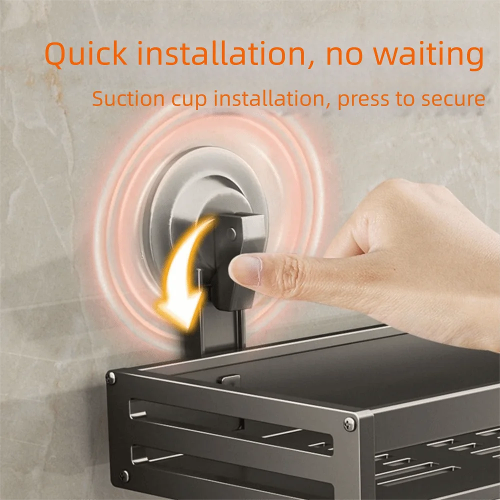 رف تخزين كوب شفط من الألومنيوم للمساحة، رف شامبو مثبت على الحائط، منظم أدوات الزينة قابل للفصل