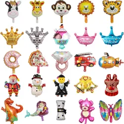 Mini Cartoon Foil Balloon Animal/Fish/car/Donut/santa/snowman/Dinosaur/Mermaid/Crown Birthday Party decorations Children's toys